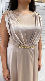 Abito Curvy Lungo Drappeggio e Catena