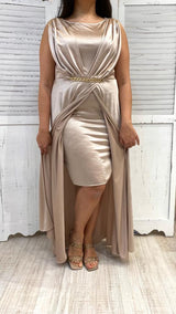 Abito Curvy Lungo Drappeggio e Catena