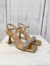 Sandalo Oro con Cinturino in Cristalli