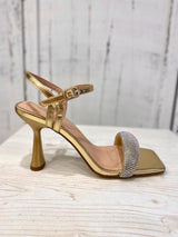 Sandalo Oro con Cinturino in Cristalli