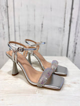 Sandalo Argento con Cinturino in Cristalli