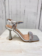 Sandalo Argento con Cinturino in Cristalli
