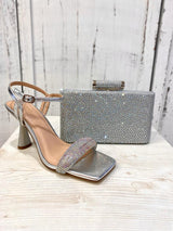 Sandalo Argento con Cinturino in Cristalli