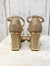 Sandalo Oro con Tacco a Trapezio