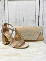 Sandalo Oro con Tacco a Trapezio