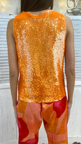 Canotta Arancione in Pailettes by Diana Gallesi