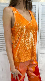Canotta Arancione in Pailettes by Diana Gallesi