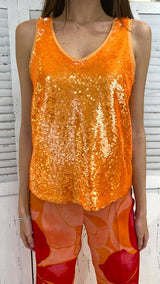Canotta Arancione in Pailettes by Diana Gallesi