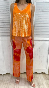 Canotta Arancione in Pailettes by Diana Gallesi