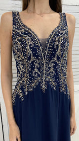 Abito Blu con Corpetto Ricamato by ViaMontenapoleone