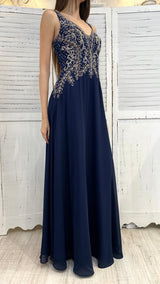 Abito Blu con Corpetto Ricamato by ViaMontenapoleone