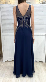 Abito Blu con Corpetto Ricamato by ViaMontenapoleone