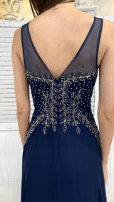 Abito Blu con Corpetto Ricamato by ViaMontenapoleone