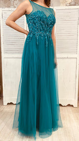 ABITO CON CRISTALLI E PAYETTE IN TULLE BY SOLO GIOIE