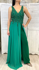 TUTA CON TOP IN CRISTALLI E PAILLETTES