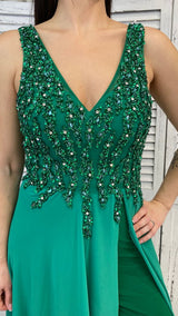 TUTA CON TOP IN CRISTALLI E PAILLETTES