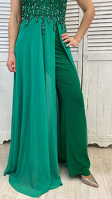 TUTA CON TOP IN CRISTALLI E PAILLETTES