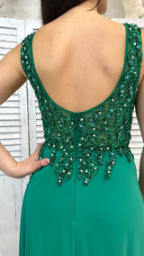 TUTA CON TOP IN CRISTALLI E PAILLETTES