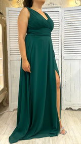 Abito Curvy Voile Verde Corpetto Plissettato by Via Montenapoleone