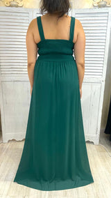 Abito Curvy Voile Verde Corpetto Plissettato by Via Montenapoleone