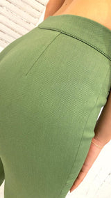Pantalone Flavia Piquet Verde Oliva by Diana Gallesi