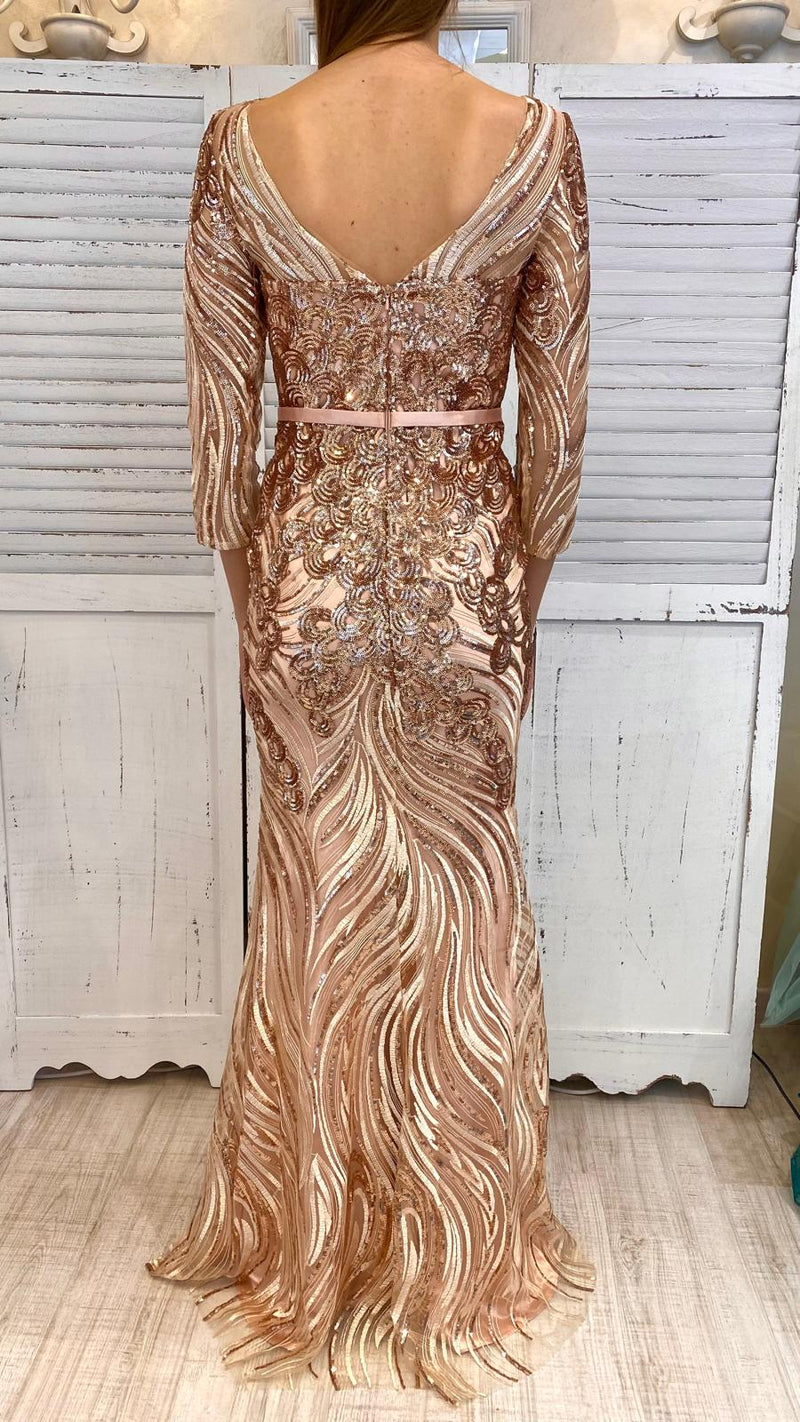 Abito Paillettes Oro Rosa Maniche by ViaMonteNapoleone – Nanà