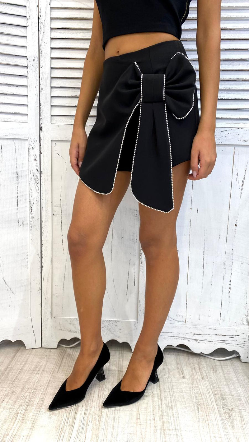 Gonna Shorts con Fiocco Diamanti
