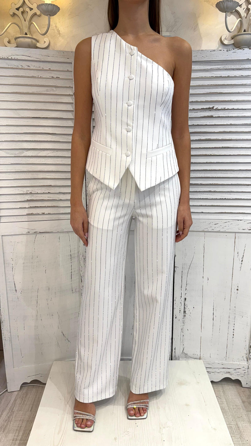 Gilet Monospalla Gessato Diamanti