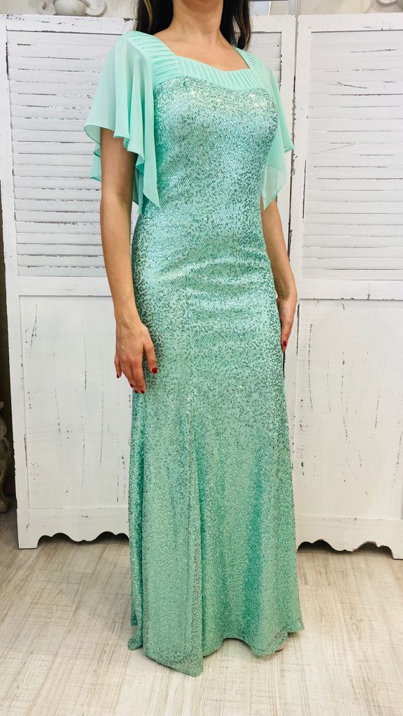 ABITO VERDE ACQUA CON PAILLETTES BY STRAVAGANZE