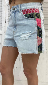 Short in Jeans con Inserti Colorati by Desigual