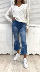 Jeans Cropped Bootcut con Cristalli by Fracomina
