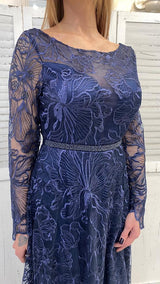 Abito Blu in Pizzo Maniche Lunghe by Via Montenapoleone