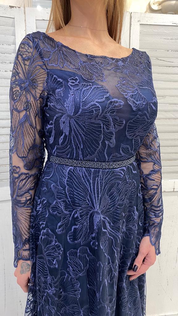Abito Blu in Pizzo Maniche Lunghe by Via Montenapoleone