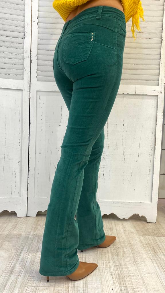 Jeans Bella B Perfect Bootcut Duemila Righe Verde by Fracomina