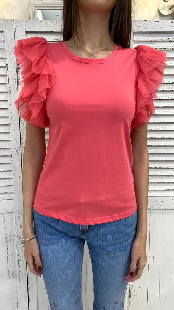 T-Shirt con Manica in Tulle by Fracomina