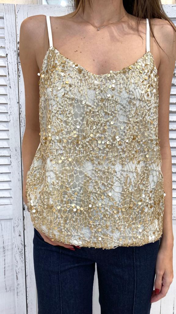 Top con Paillettes Oro by Fracomina
