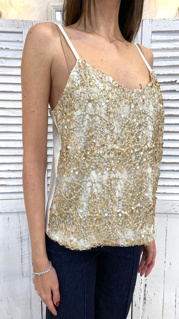 Top con Paillettes Oro by Fracomina