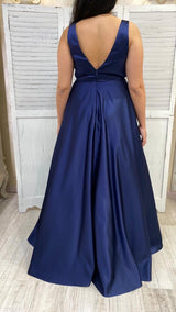 Abito Curvy Princess in Raso Blu by ViaMonteNapoleone