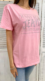 T-Shirt Rosa con Cristalli by Denny Rose