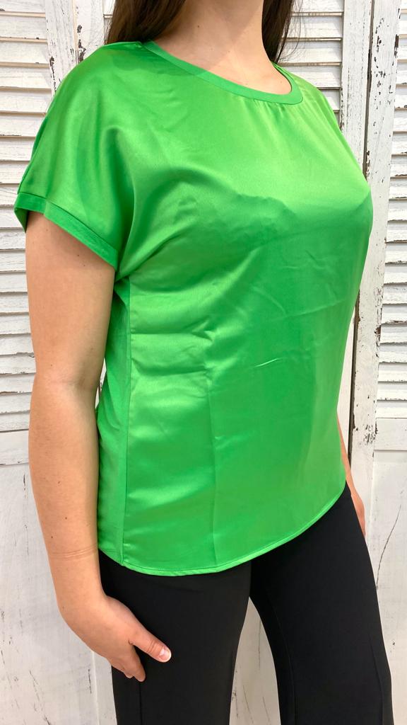 Maglietta Verde con Pannello in Raso by Diana Gallesi