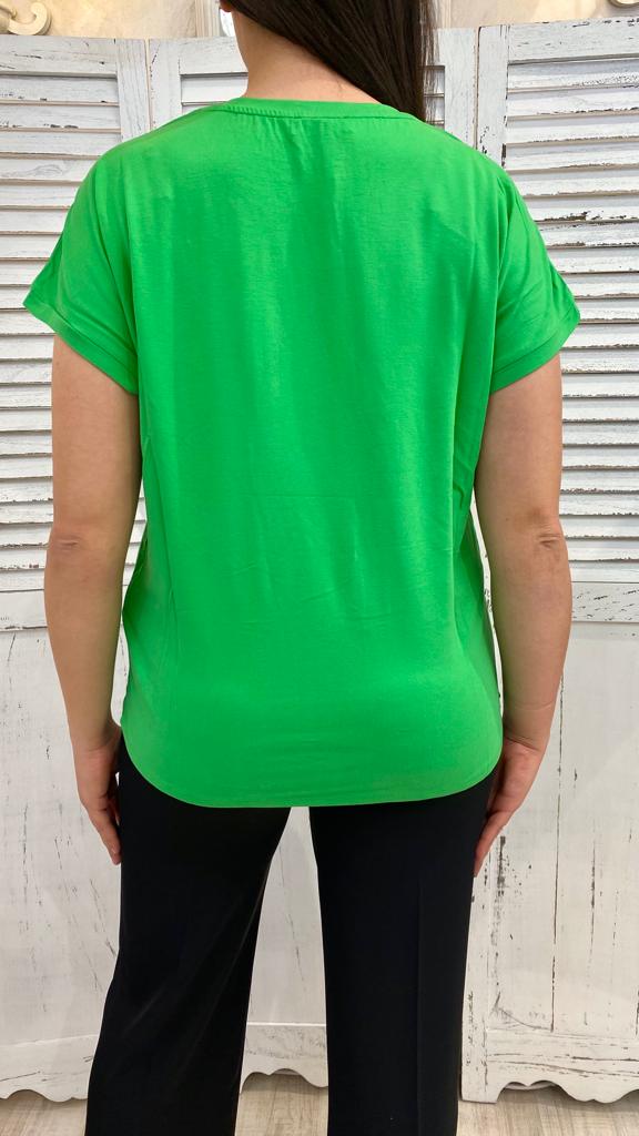 Maglietta Verde con Pannello in Raso by Diana Gallesi