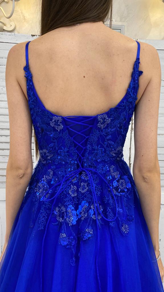 Abito Blu con Corsetto Ricamato by ViaMonteNapoleone