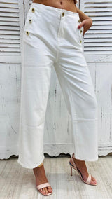 Jeans Bianco con Bottoni Oro by Denny Rose