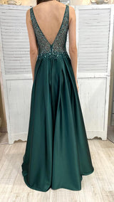 Abito in Raso con Corpetto in Strass by Via Montenapoleone